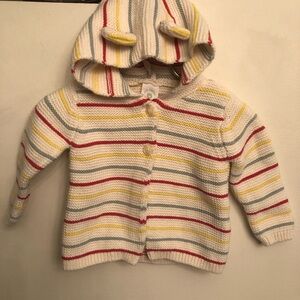 JF Striped Knit Hooded Cardigan 6-12M